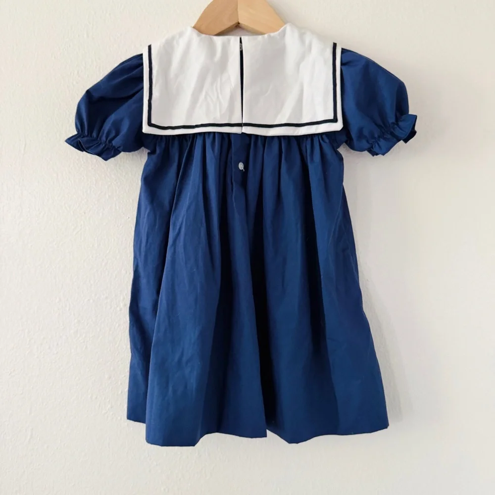 Petit Pomme Boutique Navy Sailor Dress Red Bow Baby